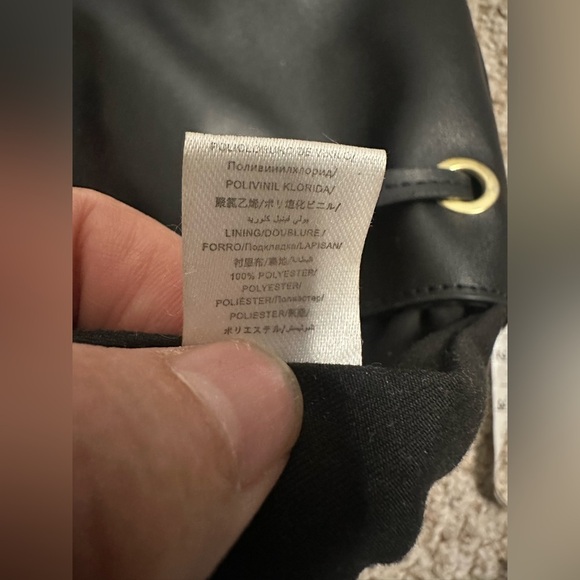 BCBG Black Drawstring Leather Backpack - Picture 6 of 7